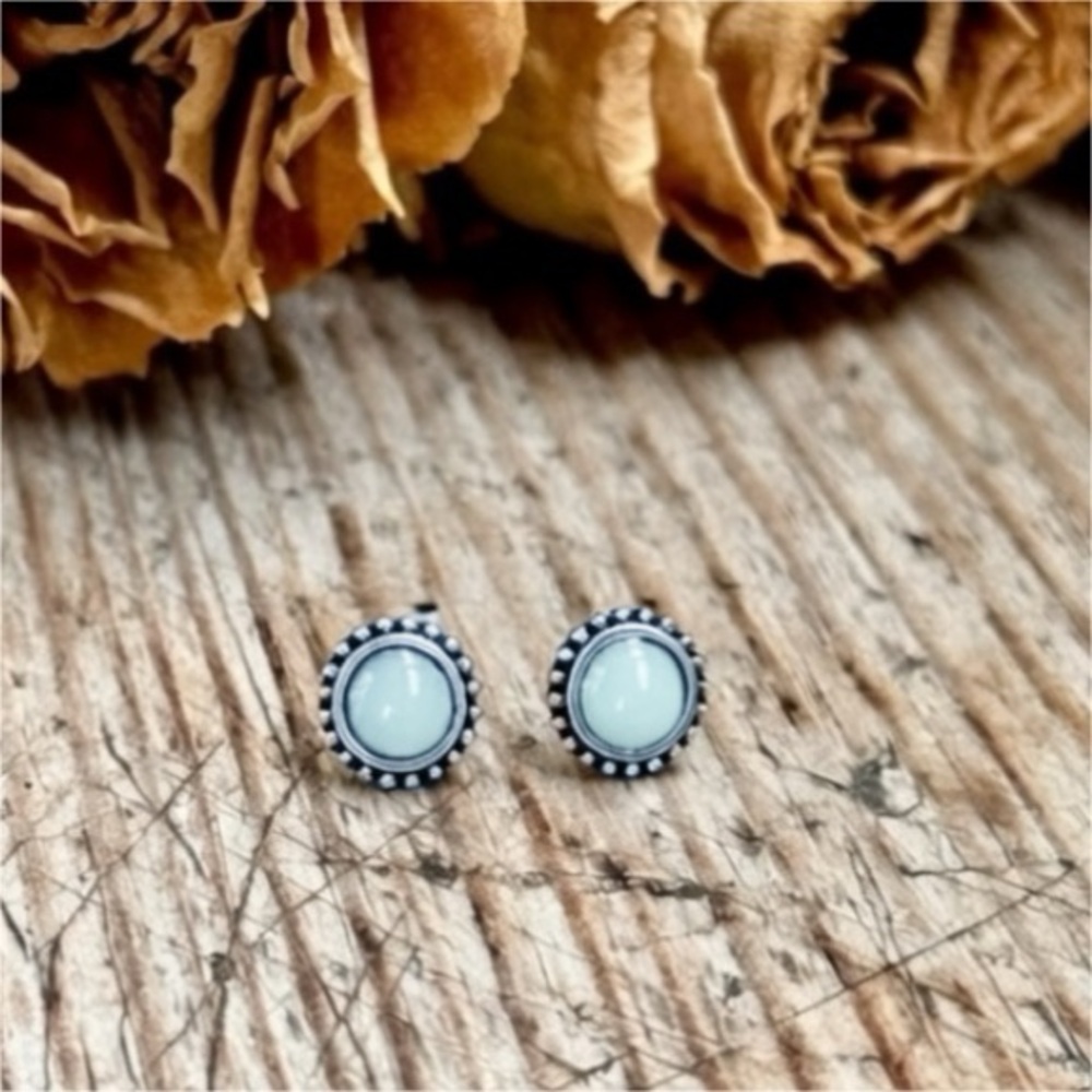 NEW The Blake stud Dainty Earrings in Iridescent Light Aqua - Boutique
